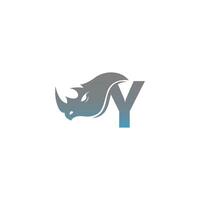 Letter Y with rhino head icon logo template vector