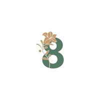 Number 8 icon with lily beauty illustration template vector