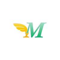Letter M logo icon illustration with wings vector