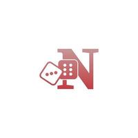 Letter N with dice two icon logo template vector