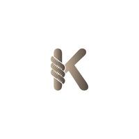 Letter K wrapped in rope icon logo design illustration vector