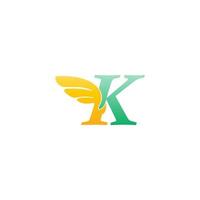 ilustración de icono de logotipo de letra k con alas vector