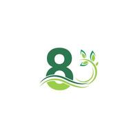 Number 8 Icon with floral logo design template illustration vector