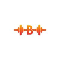 Letter B with barbell icon fitness design template illustration vector