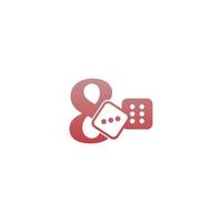 Number 8 with dice two icon logo template vector