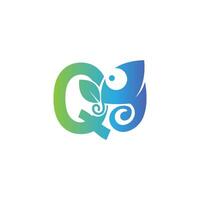 Letter Q icon with chameleon logo  design template vector