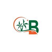 Letter B blends with coconut trees by the beach at night vector