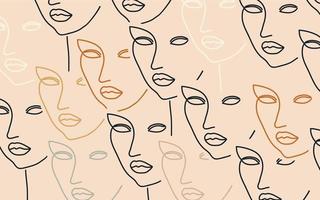 Abstract and minimal poster with woman's face. Line drawing style vector illustration. Female portrait line art design for beauty and natural products, cosmetics