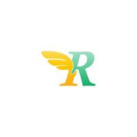 Letter R logo icon illustration with wings vector