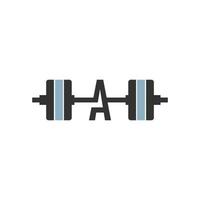 Letter A with barbell icon fitness design template vector