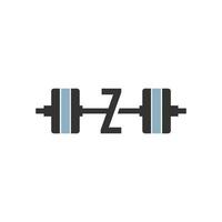 Letter Z with barbell icon fitness design template vector