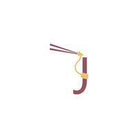 Noodle design wrapped around a letter J icon template vector