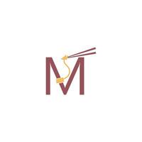 Noodle design wrapped around a letter M icon template vector