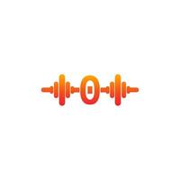 Number zero with barbell icon fitness design template illustration vector