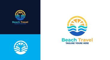 Logo template for travel and beach tourism vector