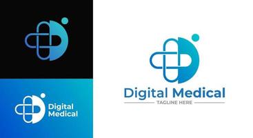 plantillas de logotipo para digital médico vector