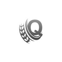 letra q con ilustración de plantilla de diseño de icono de rueda final vector