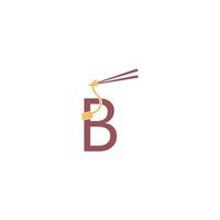 Noodle design wrapped around a letter B icon template vector