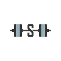 Letter S with barbell icon fitness design template vector