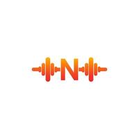 Letter N with barbell icon fitness design template illustration vector