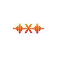 Letter X with barbell icon fitness design template illustration vector