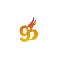 Number 9 icon with phoenix logo design template vector