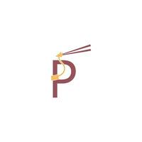 Noodle design wrapped around a letter P icon template vector