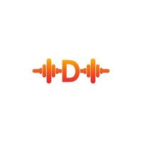 Letter D with barbell icon fitness design template illustration vector