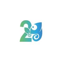 Number 2 icon with chameleon logo  design template vector