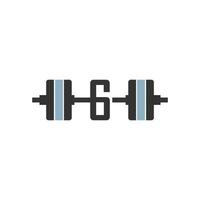 Number 6 with barbell icon fitness design template vector