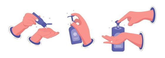 Washing hand with hand sanitizer vector