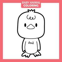 colorear lindo bebé animal dibujos animados con pato vector