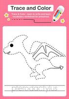 Trace and Color worksheets with the Dinosaur vector