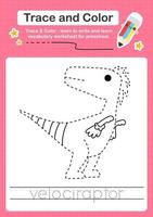 Trace and Color worksheets with the Dinosaur vector