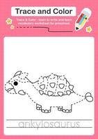 Trace and Color worksheets with the Dinosaur vector