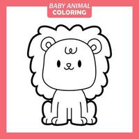 Coloring cute baby animal cartoon with Lion vector