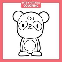 colorear lindo bebé animal dibujos animados con panda vector