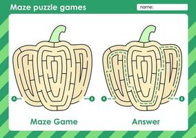 Maze puzzle games activity for kids with Fruit Design vector