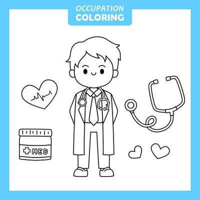 Doctor Coloring Page Vector Art, Icons, and Graphics for Free Download