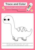 Trace and Color worksheets with the Dinosaur vector