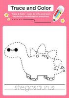Trace and Color worksheets with the Dinosaur vector