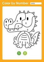 Color by number worksheet for kids learning numbers by coloring Baby Animal vector
