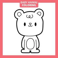 Coloring cute baby animal cartoon with Bear vector