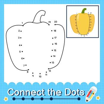 Connect the dots counting numbers 1 to 20 puzzle worksheet with Fruit illutration vector
