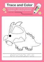 Trace and Color worksheets with the Dinosaur vector