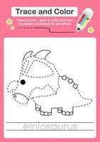 Trace and Color worksheets with the Dinosaur vector