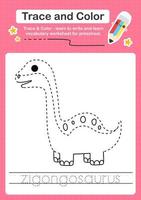 Trace and Color worksheets with the Dinosaur vector