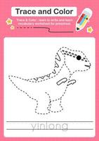 Trace and Color worksheets with the Dinosaur vector