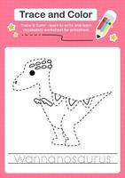 Trace and Color worksheets with the Dinosaur vector