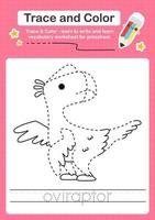 Trace and Color worksheets with the Dinosaur vector